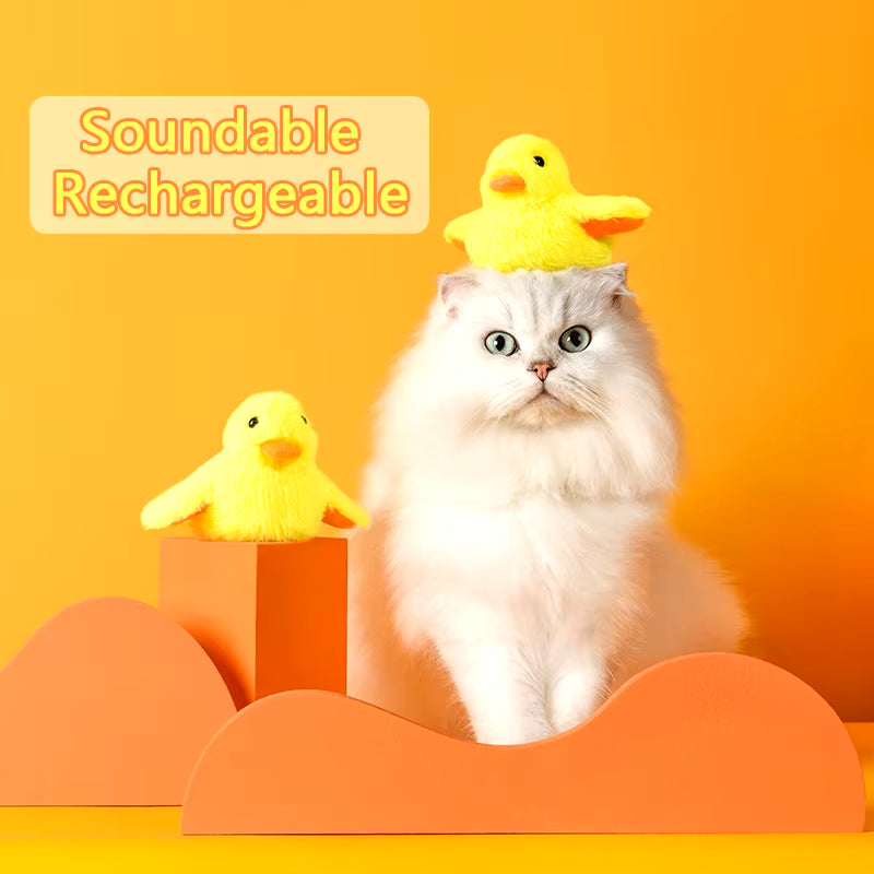 Flapping Duck Cat Toys Interactive Electric Bird Toys Washable Cat Plush Toys with Vibration Sensor Cats Game Toys Kitten