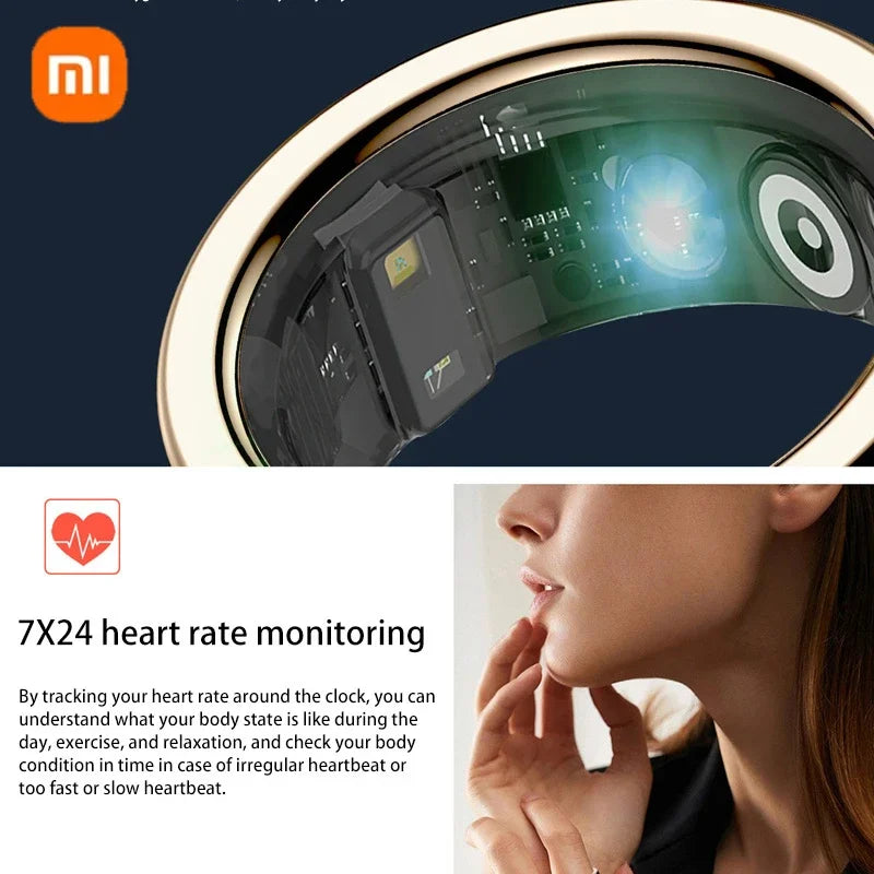 Xiaomi Smart Ring Men Women Bluetooth Health Monitoring Blood Oxygen Sleep Heart Rate Waterproof IP68&5ATM Multi-Sport Modes New