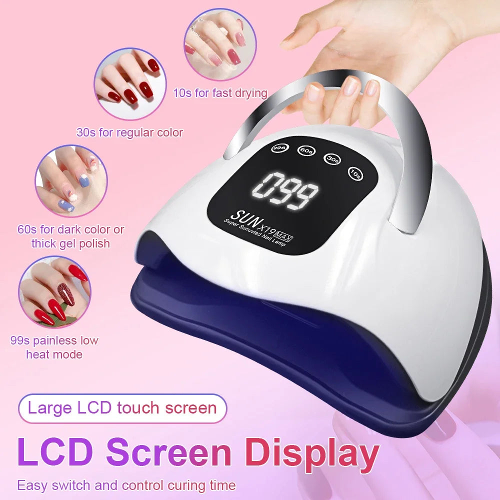 X19 MAX UV LED Nail Drying Lamp Professional UV Nail Art Dryer Light for Gel Nails 72 Beads Fast Curing Gel Polish Lamp