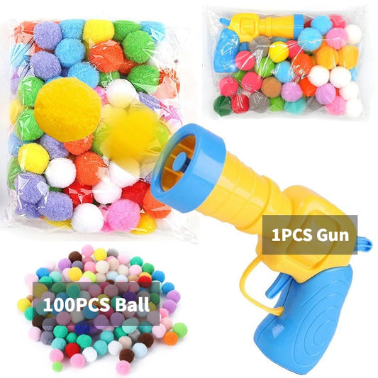 Plush Ball Shooting Gun Cat Toys Interactive Kittens Mini Pompoms Launcher Games Pet Accessories Supplies Indoor Cats Self Play