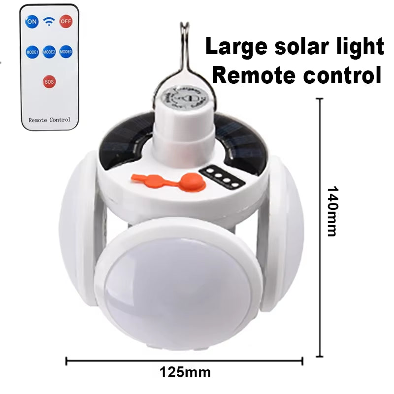 Portable Outdoor Solar Folding Light USB Rechargeable Remote Control LED Bulb Football Bulbs with Hanging Hook Emergency Lamps